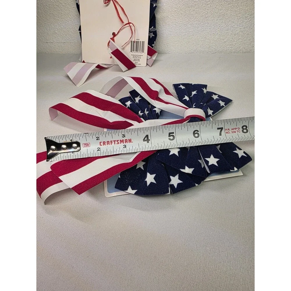 USA Patriotic American Flag Bow Decoration 4th of July Memorial Day Lot of 4